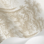 Papier peint panoramique arbres méditerranéens - Pins parasol cyprès oliviers paysage méditerranéen gravure détaillée beige sur mesure - Matière