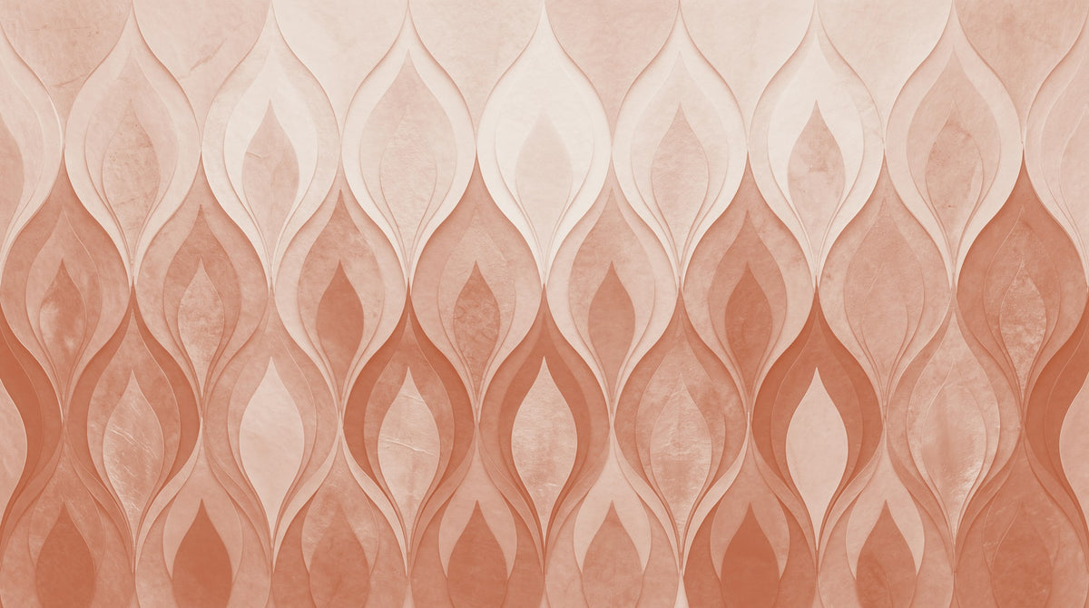 Papier peint panoramique art deco - Flammes stylisées dégradé terracotta sur mesure - Design