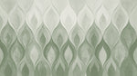 Papier peint panoramique art deco - Flammes stylisées dégradé vert sauge sur mesure - Design