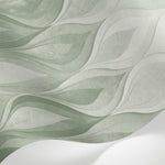 Papier peint panoramique art deco - Flammes stylisées dégradé vert sauge sur mesure - Matière