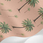Papier peint panoramique palmier beige - Palmiers tropicaux répétitifs frondes détaillées fond rose saumon sur mesure - Matière