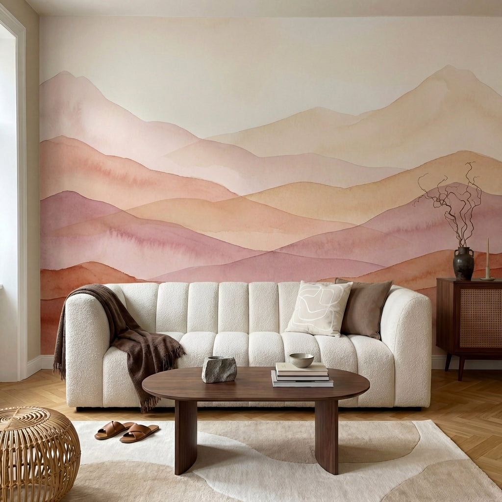 papier peint panoramique moderne montagnes stylisees couches superposees tons be-VARIANTE-9