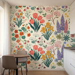 papier peint prairie fleurs tulipes iris lupins nasturtiums motifs botaniques fo-HERO-10